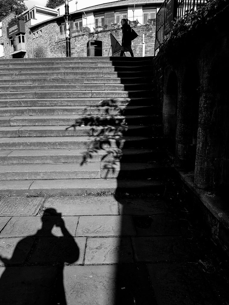 Early Morning Steps B+W image